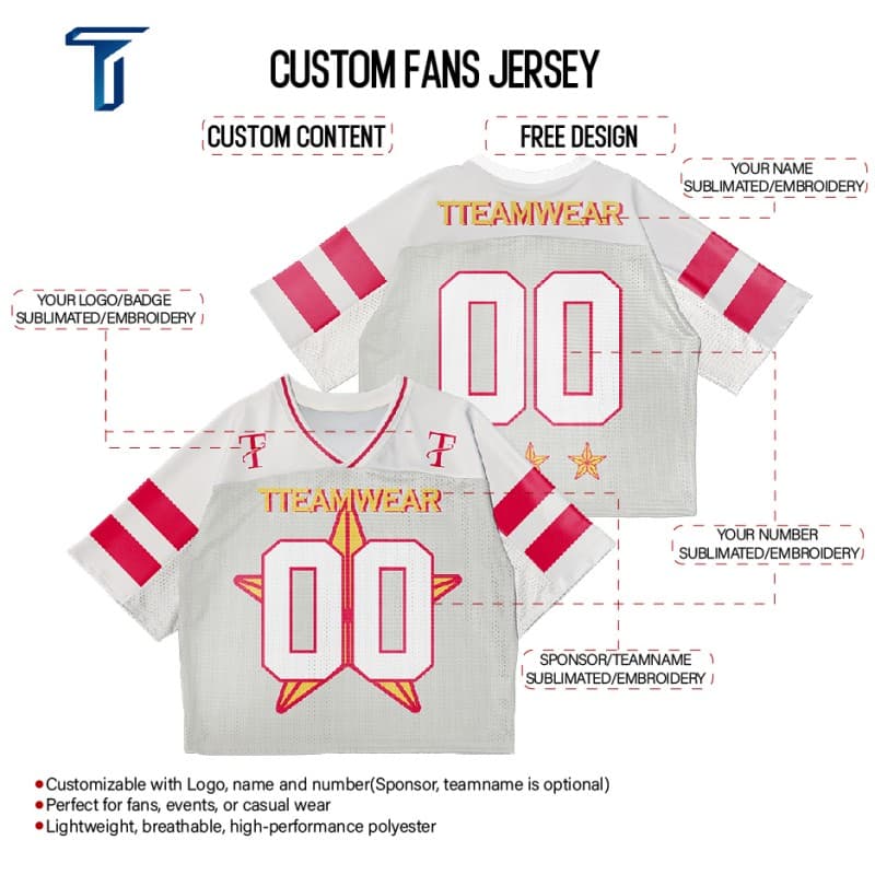 Custom Pink Star Oversized Football Jersey Street Fashion T-shirt
