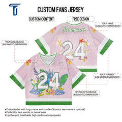 Custom Pink Floral Oversized Football Jersey Street Fashion T-shirt