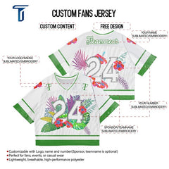 Custom White Floral Oversized Football Jersey Street Fashion T-shirt