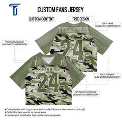 Custom Green Camo Oversized Football Jersey Street Fashion T-shirt