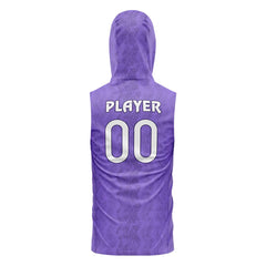 Violet Hooded Compression 7V7 Flag football Jersey 3D back