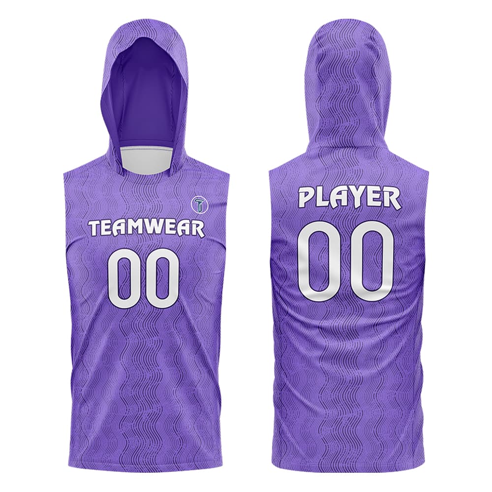 Violet Hooded Compression 7V7 Flag football Jersey 3D effect