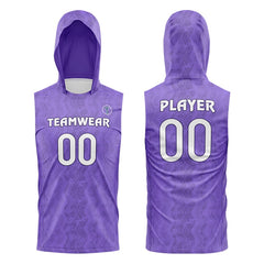 Violet Hooded Compression 7V7 Flag football Jersey 3D effect