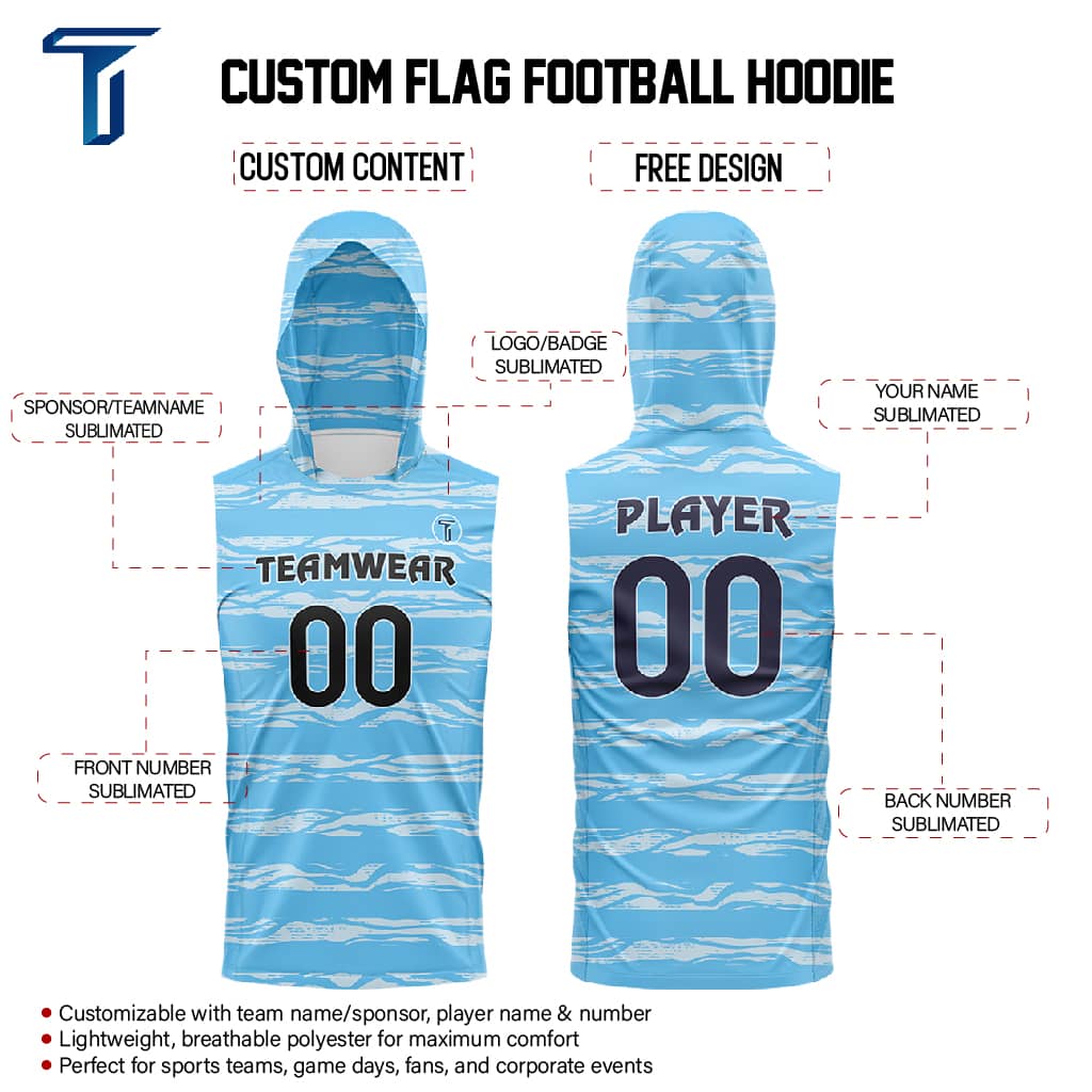 Glacier Hooded Compression 7V7 Flag football Jersey custom content