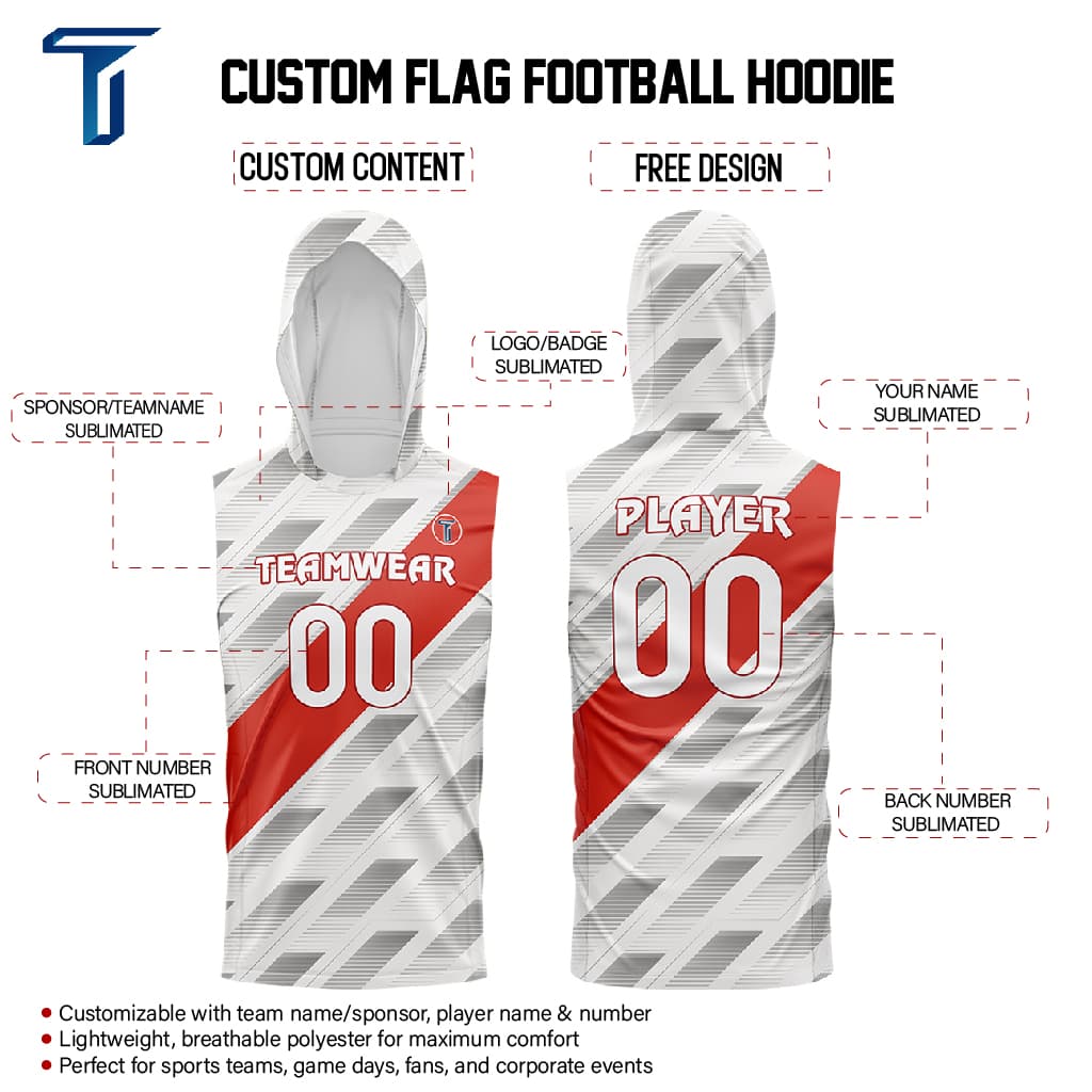 Garnet Slash Hoodie Compression 7V7 Flag football Jersey custom content