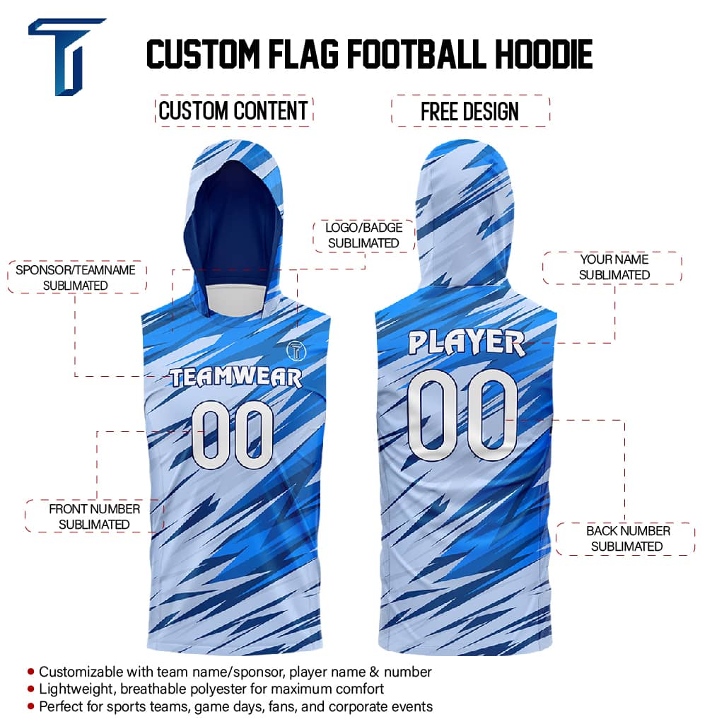 Thunder Hooded Compression 7V7 Flag football Jersey custom content