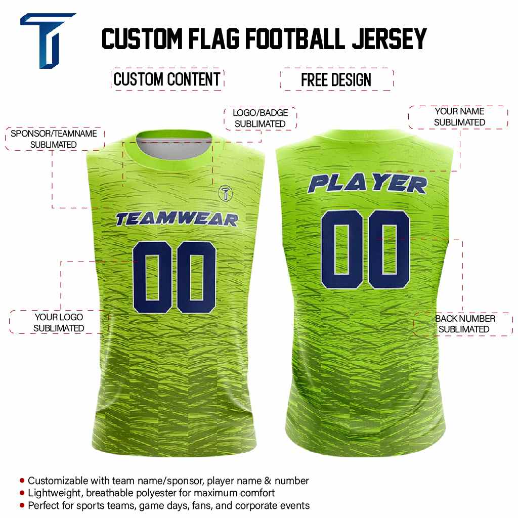 Lime Matrix Compression 7V7 Flag football Jersey custom content