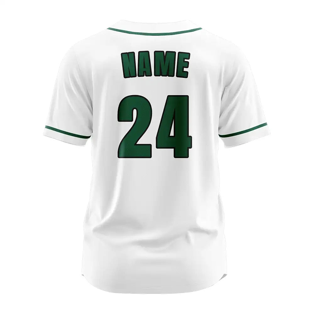 Custom White Green Button Down Classic Baseball Jersey