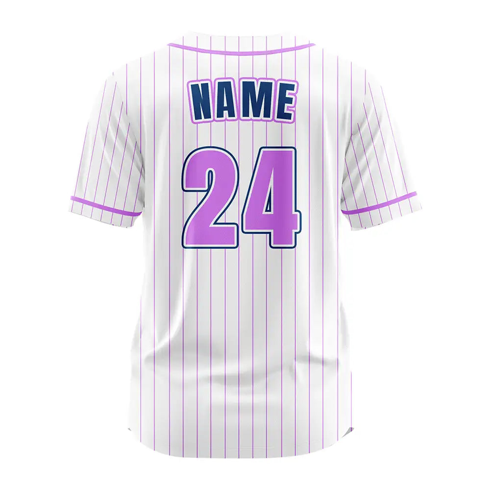 Custom Plum Red Pinestripe Button Down Baseball Jersey