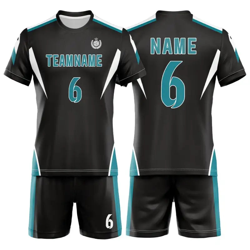 Custom Black Strike Men's Volleyball Jersey Set