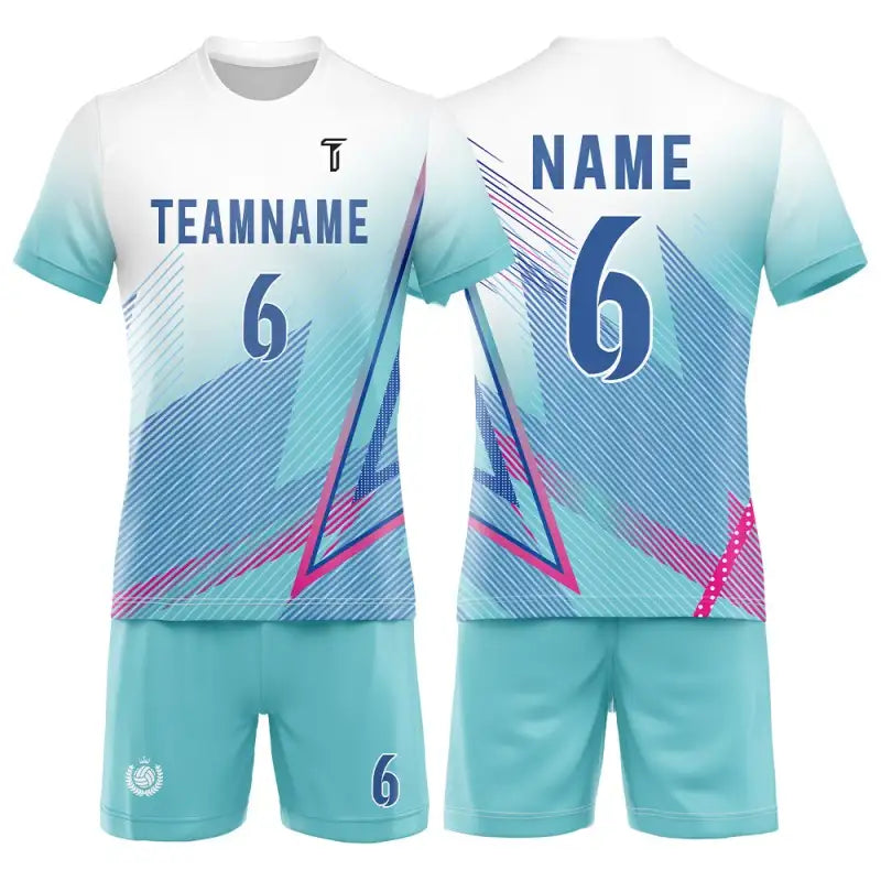 Custom Blue Gradient Stripes Men's Volleyball Jersey Set