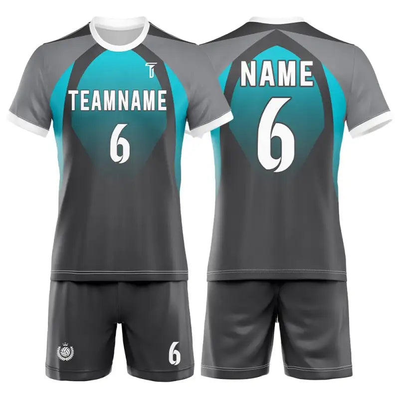 Custom Blue Black Gradient Men's Volleyball Jersey Set