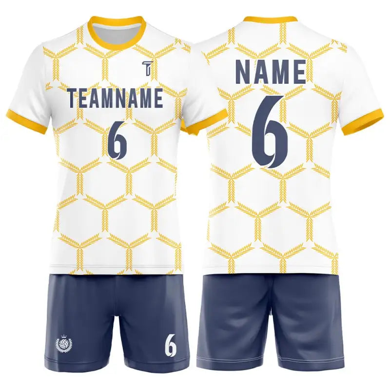 Custom Orange Hexagon Men's Volleyball Jersey Set