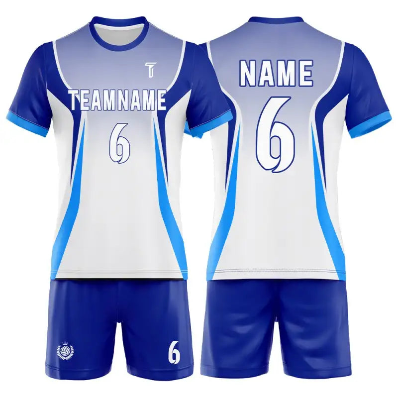Custom Blue Gradient Armor Men's Volleyball Jersey Set