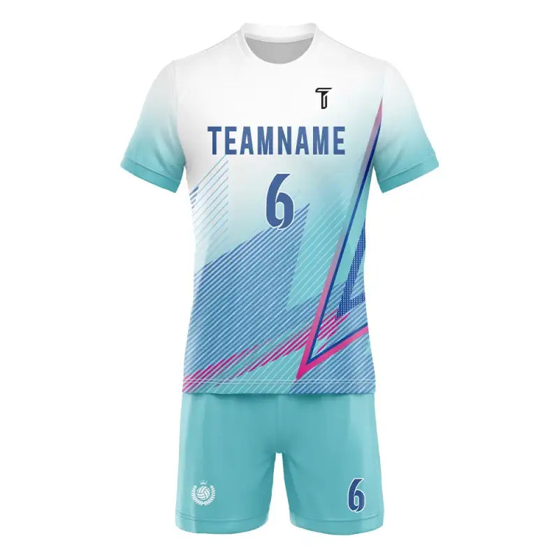 Custom Blue Gradient Stripes Men's Volleyball Jersey Set