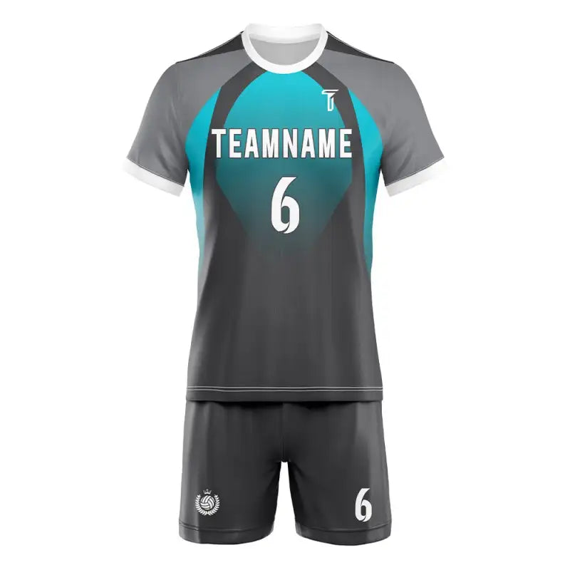 Custom Blue Black Gradient Men's Volleyball Jersey Set