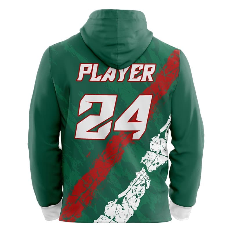 Custom Green Red-White Loose-Fit Mexico Pullover Hoodie Sweatshirt