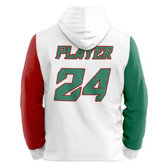 Custom White Red-Green Loose-Fit Mexico Pullover Hoodie Sweatshirt