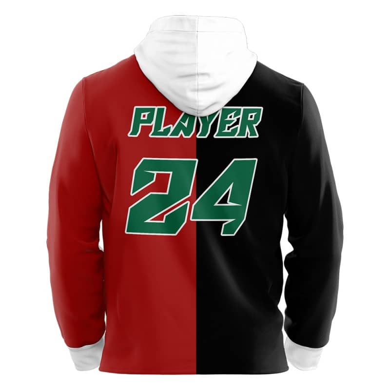 Custom Red Black Split Loose-Fit Mexico Pullover Hoodie Sweatshirt