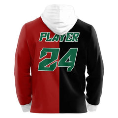 Custom Red Black Split Loose-Fit Mexico Pullover Hoodie Sweatshirt