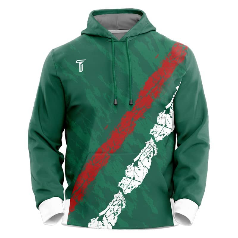 Custom Green Red-White Loose-Fit Mexico Pullover Hoodie Sweatshirt