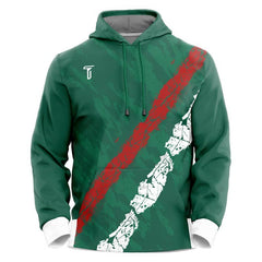 Custom Green Red-White Loose-Fit Mexico Pullover Hoodie Sweatshirt