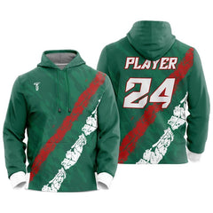 Custom Green Red-White Loose-Fit Mexico Pullover Hoodie Sweatshirt