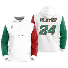 Custom White Red-Green Loose-Fit Mexico Pullover Hoodie Sweatshirt