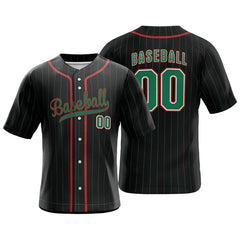 Black Pinstripe Custom Full Button Mexico Baseball Jersey