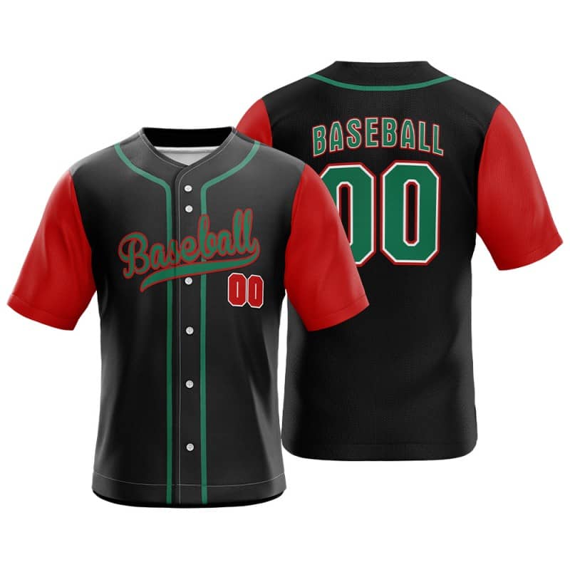 Colorblock Red Custom Full Button Mexico Baseball Jersey