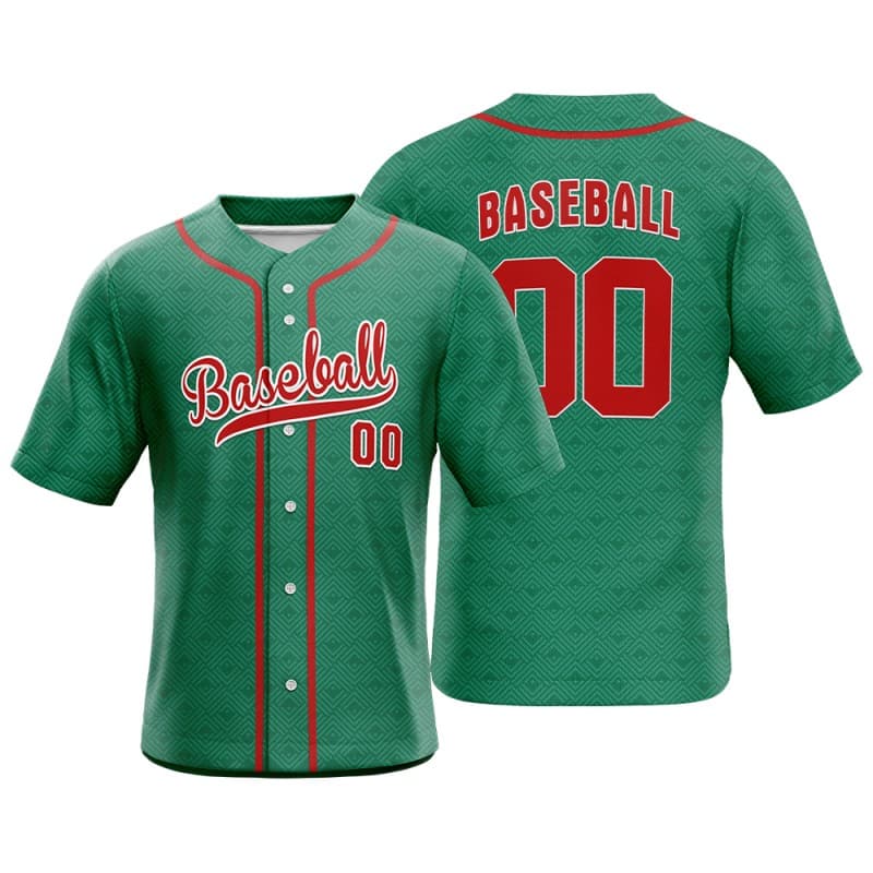 Custom Green Red Full Button Mexico Baseball Jersey