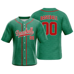 Custom Green Red Full Button Mexico Baseball Jersey