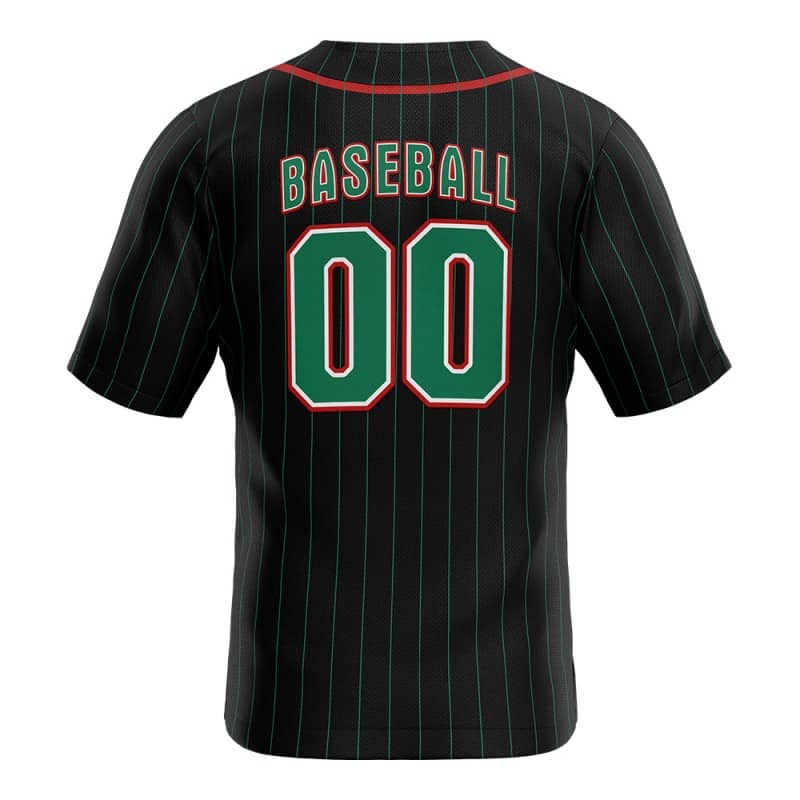 Black Pinstripe Custom Full Button Mexico Baseball Jersey