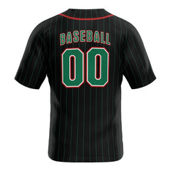 Black Pinstripe Custom Full Button Mexico Baseball Jersey