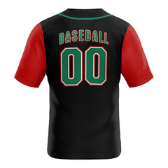 Colorblock Red Custom Full Button Mexico Baseball Jersey