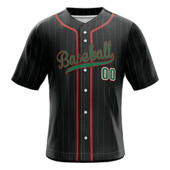 Black Pinstripe Custom Full Button Mexico Baseball Jersey