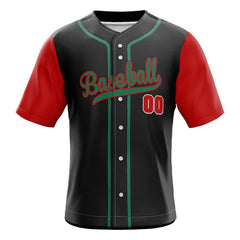 Colorblock Red Custom Full Button Mexico Baseball Jersey