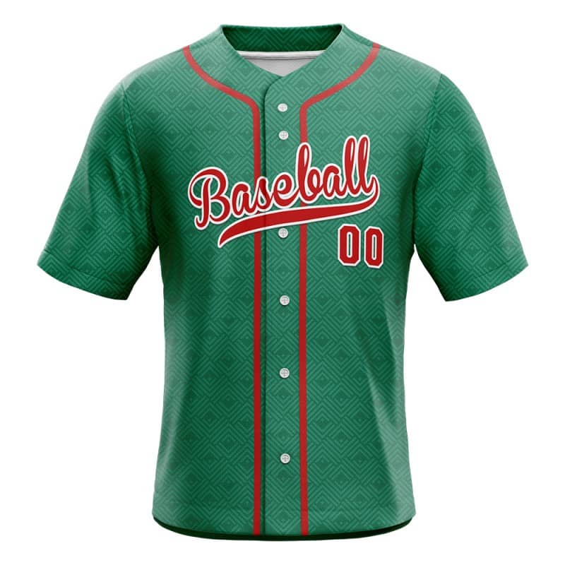 Custom Green Red Full Button Mexico Baseball Jersey