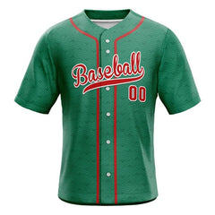 Custom Green Red Full Button Mexico Baseball Jersey