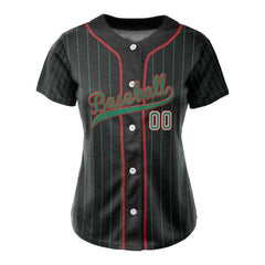 Black Pinstripe Custom Full Button Mexico Baseball Jersey for Women