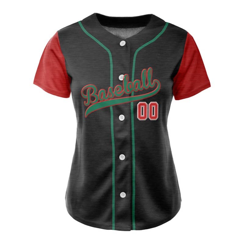 Colorblock Red Custom Full Button Mexico Baseball Jersey for Women