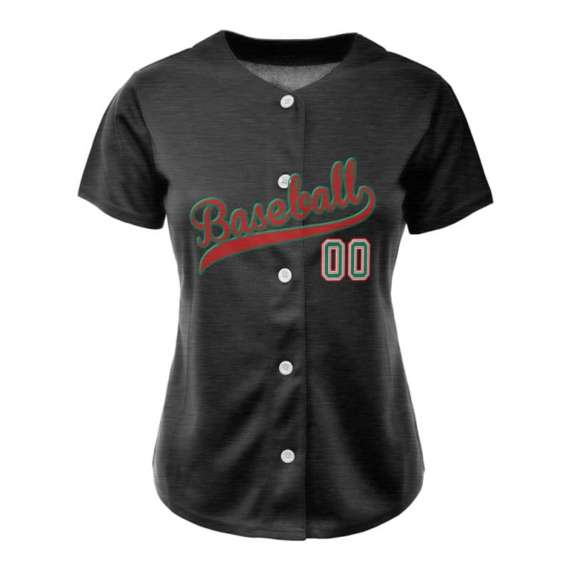 Custom Black Full Button Mexico Baseball Jersey for Women