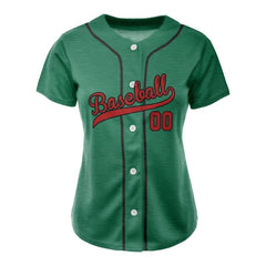 Custom Green Black Full Button Mexico Baseball Jersey for Women