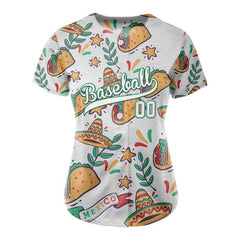 Custom Tacos Full Button Mexico Baseball Jersey for Women