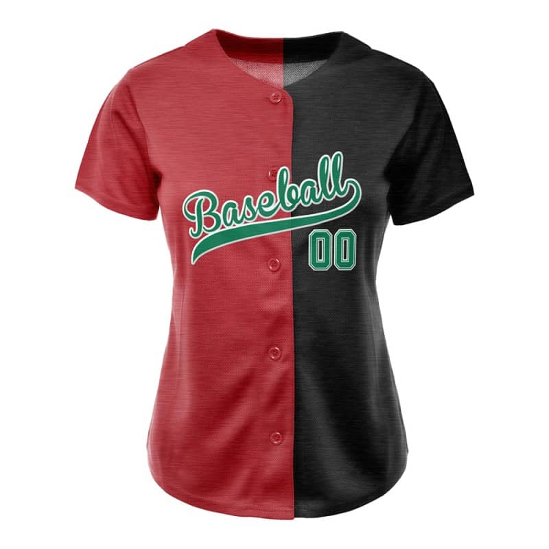 Custom Red Black Split Full Button Mexico Baseball Jersey for Women
