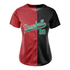 Custom Red Black Split Full Button Mexico Baseball Jersey for Women