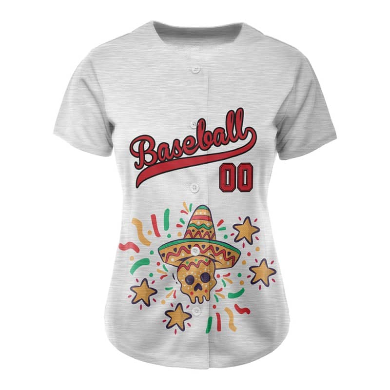 Custom Sugar Skulls Full Button Mexico Baseball Jersey for Women