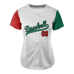 Custom Colorblock White Full Button Mexico Baseball Jersey for Women