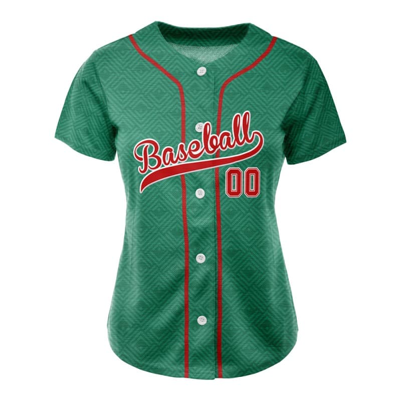 Custom Green-Red Full Button Mexico Baseball Jersey for Women