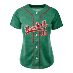 Custom Green-Red Full Button Mexico Baseball Jersey for Women